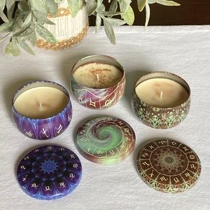 Set of 3 Soy Blueberry Pie Scented Candles in Astrology Tins